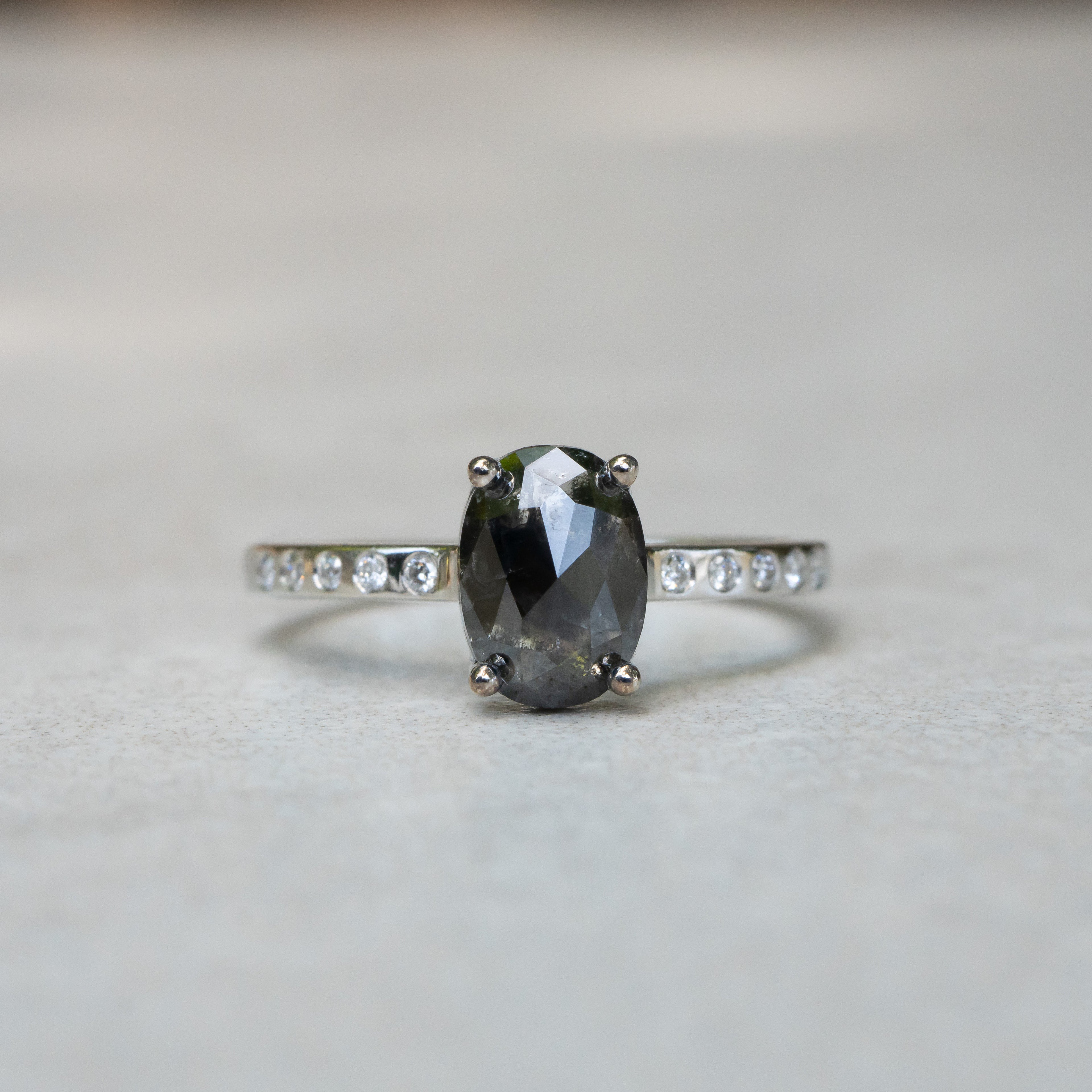 1.52ct Oval Salt and Pepper Diamond Ring