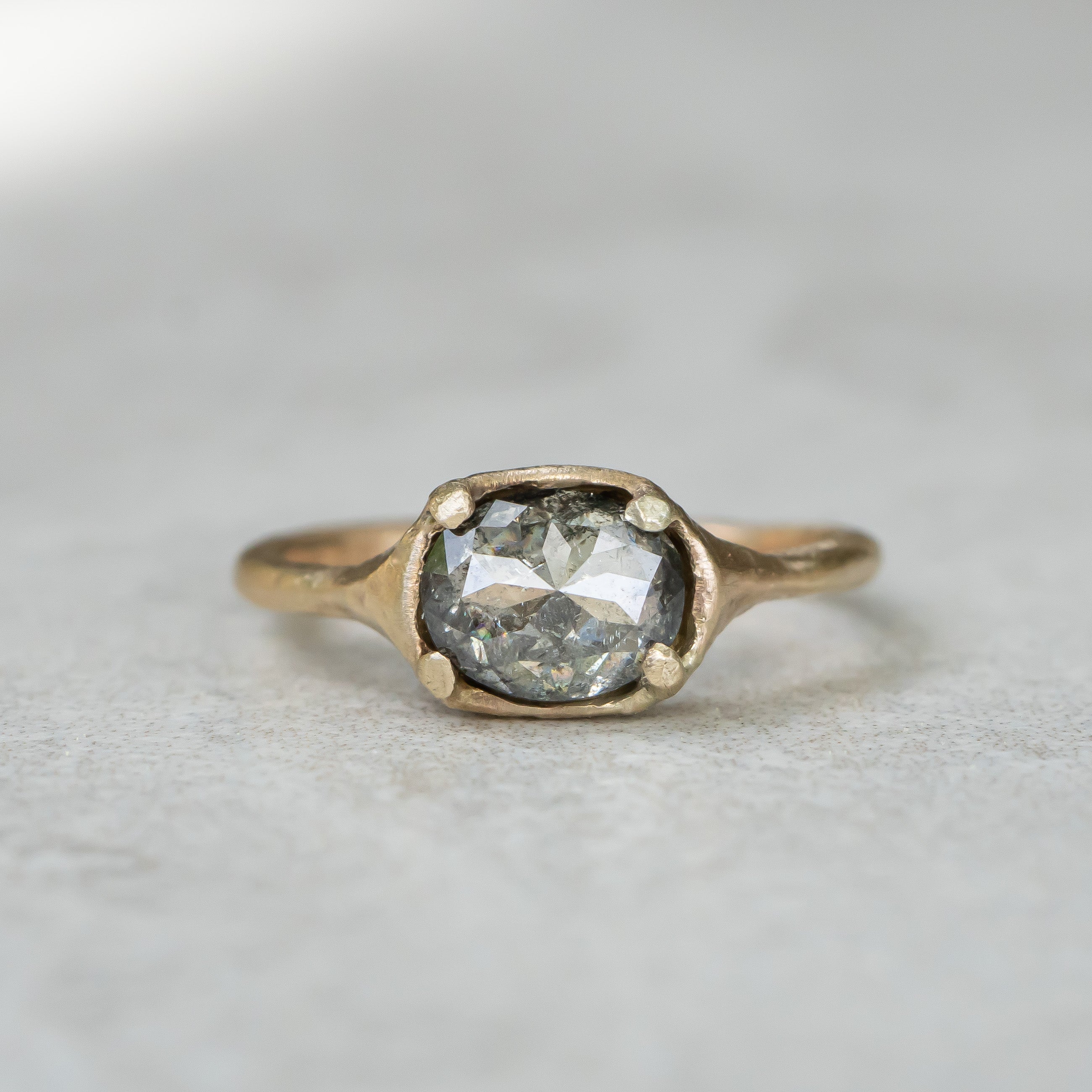 Oval Salt and Pepper Diamond Ring