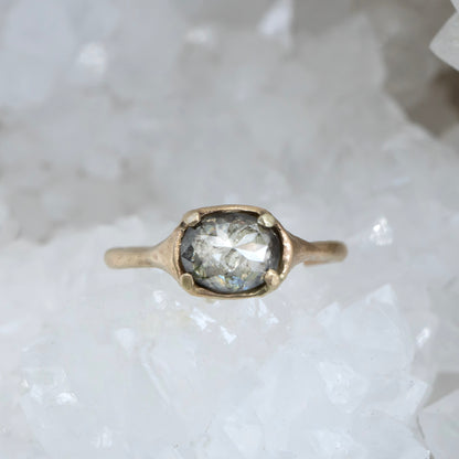 Oval Salt and Pepper Diamond Ring