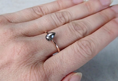 Custom: Pear Salt and Pepper Diamond Ring with Cluster Accents