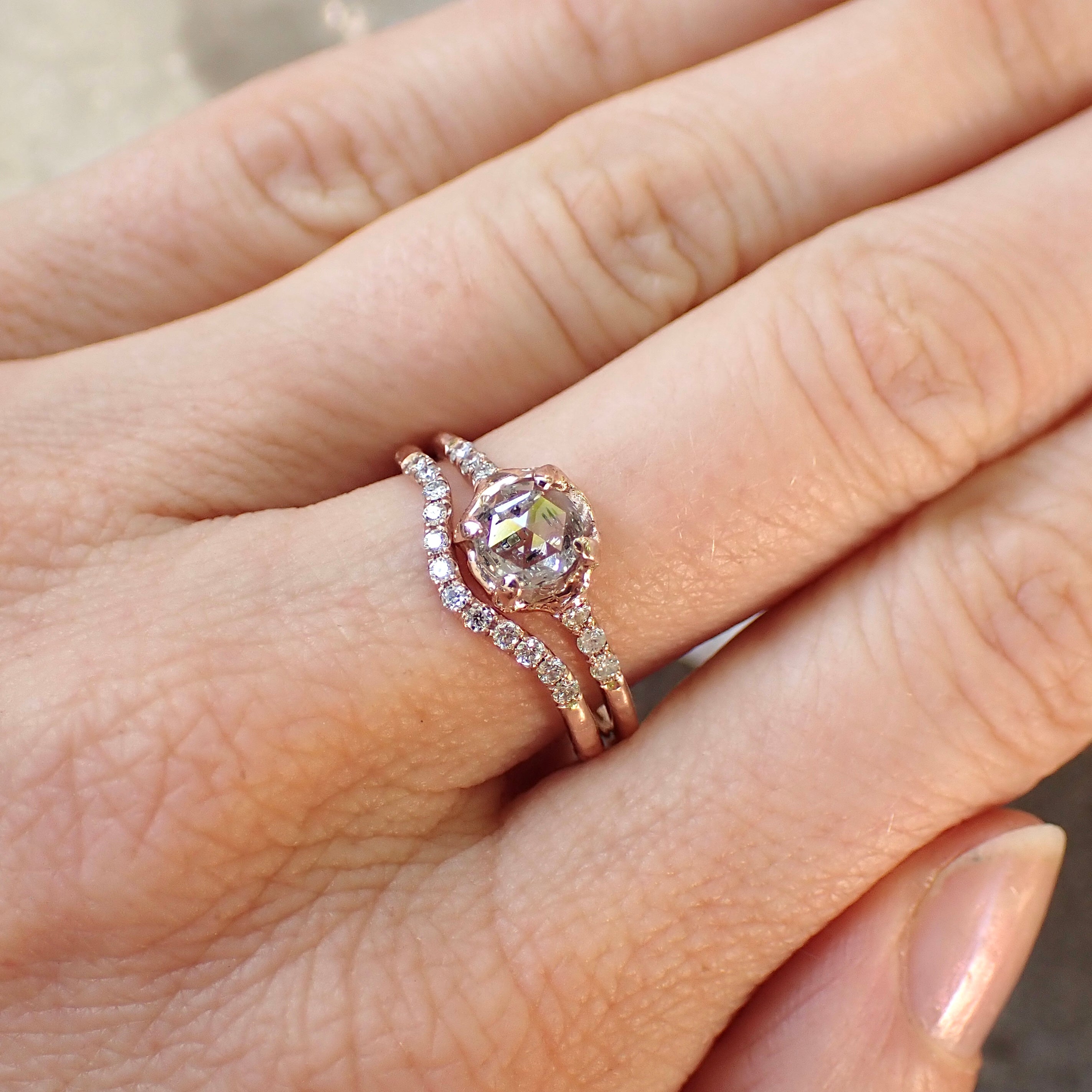 Rose gold engagement hot sale rings on hand